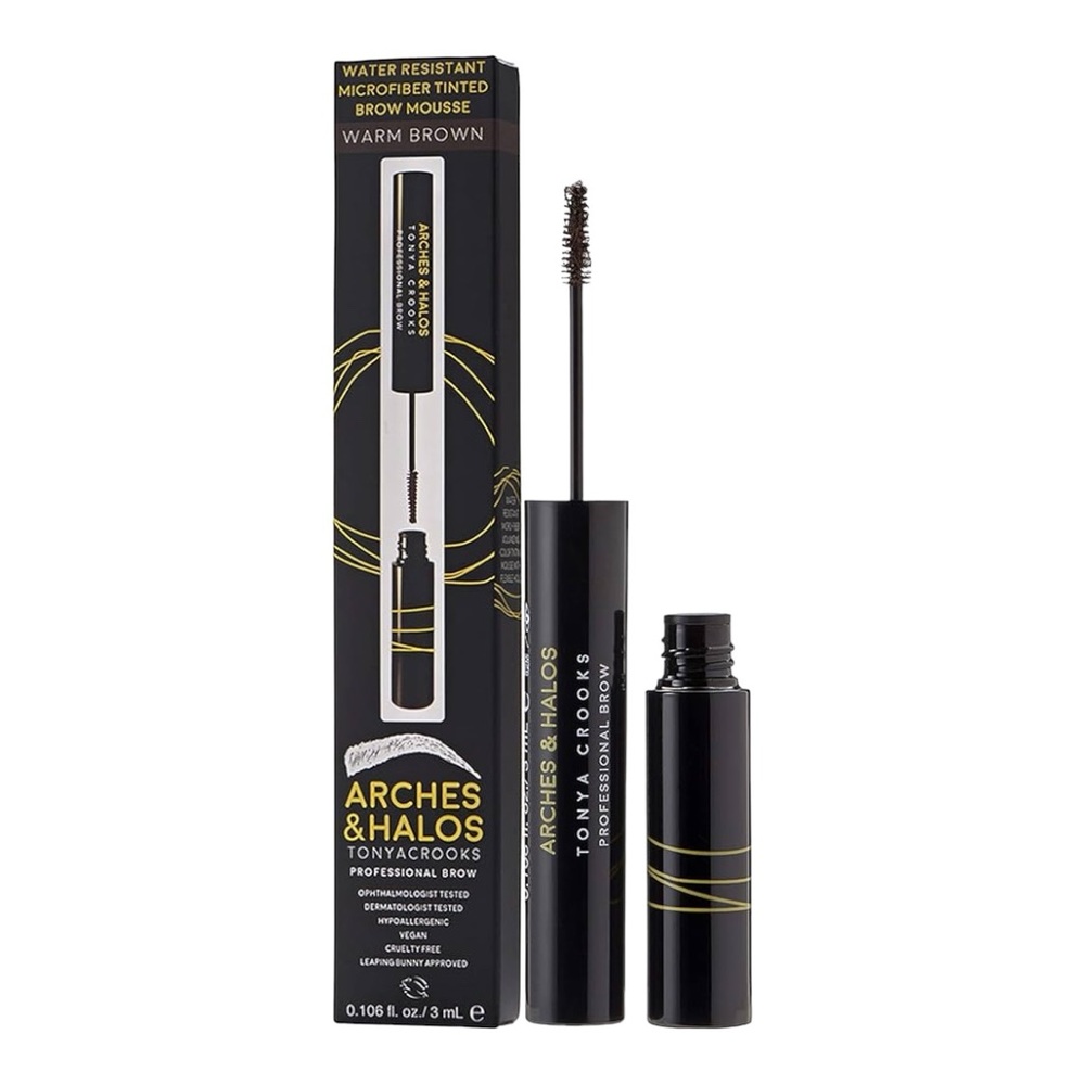 ARCHES & HALOS WATER RESISTANT MICROFIBER TINTED BROW MOUSSE IN WARM BROWN